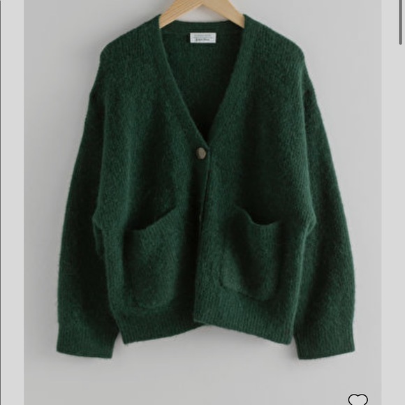 & Other Stories Sweaters - & Other Stories | Dark Green Boxy Alpaca Blend Cardigan Size Medium